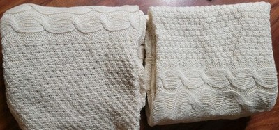Vtg Cable Knit King Pillow Shams Ivory Dakota Home Knit
