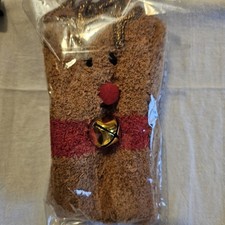 Rudolph The Red POM Nosed Reindeer Fuzzy Socks W/ Glitter Antlers, Jingle BELL