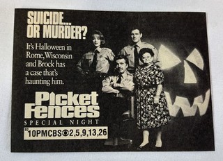 1992 CBS tv ad PICKET FENCES suicide or murder? Halloween in Rome