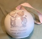 Precious Moments "Filled With Love" Hanging White/Pink Ball Ornament Boy & Girl — photo 1