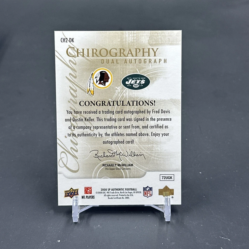 2008 SP Authentic Chirography Dual /100 Fred Davis Dustin Keller Rookie Auto RC - Image 2 of 2