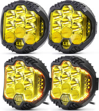 4PCS 7 Inch Amber round LED Offroad Lights 90W Amber Yellow off Road Light Fog L