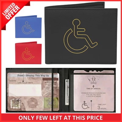 Soft Leather Disabled Blue Badge Holder with Timer Wallet – Secured Disability