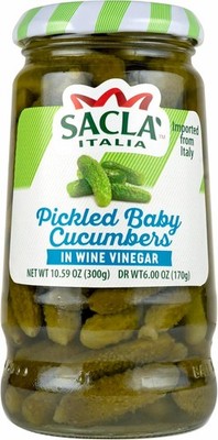 SACLA Pickled Baby Cucumbers | Italian Gherkin Pickles in Vinegar Brine |