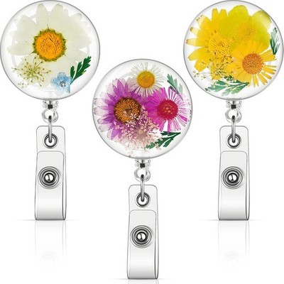 3 Pcs Flower Badge Reel Convenient Nurse Badge Reel Gifts Retractable Holders Dr