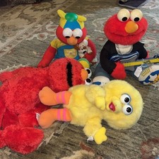rare vintage elmo and big bird sesame street plush stuffed animals lot of 4