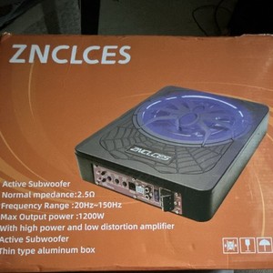 ZNCLCES Enclosed Powered 8in Car Subwoofer, Single Voice Coil, 1200W RMS