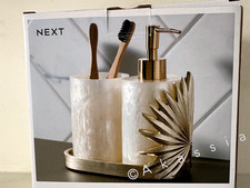Next Gold Pearl Palm Leaf Soap Dispenser and Tidy Set