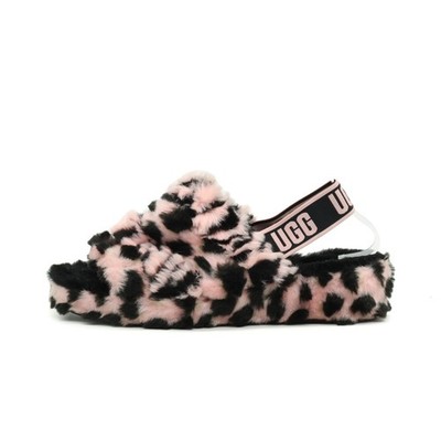 UGG Damen Fluff Yeah hausschuh pink schwarz lammfell komfort, pantoletten EU 41