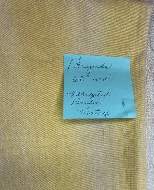 Vintage Variegated Yellow Denim Fabric 1 1/3 Yards 60" Wide Sewing Material - Image 2 of 3