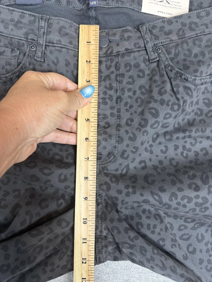 Pantalones de mezclilla ajustados NYDJ Ami para mujer 14 W con estampado de leopardo Lift Tuck Jag NUEVO Foto 4 de 4
