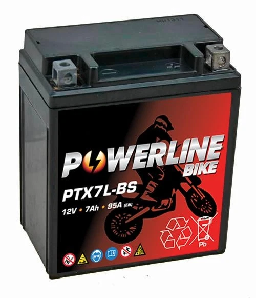 PTX7L-BS Powerline Bike Motorcycle Battery Replaces YTX7L-BS - Image 2 of 4