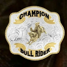 Montana Silversmiths Fine Silver Champion Bull Rider Buckle - Retail $150 - NEW
