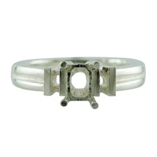 925 Sterling Silver 4x6mm Octagon Semi Mount Three-Stone Engagement Ring