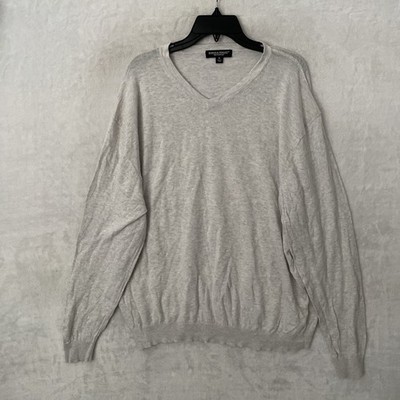 Bowen & Wright Mens Sweater Solid Gray XL Cotton Blend Long Sleeve V Neck