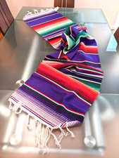 MEXICAN SARAPE SERAPE SALTILLO WOVEN COLORFUL TABLE RUNNER 84X14 - FROM MEXICO