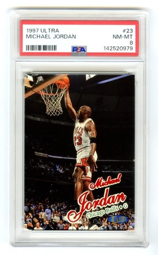 MICHAEL JORDAN~CHICAGO BULLS~1997 ULTRA PSA-8 NM-MT GRADED NBA CARD #23~NEW CASE