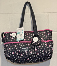 Disney Baby Minnie Mouse Diaper Bag Large Travel Tote Black Pink 8 Pockets