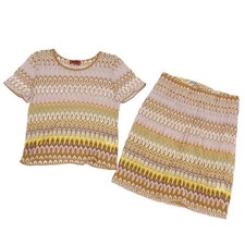 MISSONI set up knit shirt blouse skirt Used Excellent Condition From Japan