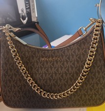 Michael Kors Cora Large Zip Pouchette Brown Signature bag
