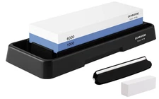 Knife Sharpening Stone Set,Whetstone Dual Sided 1000/6000 Grit Waterstone wit...