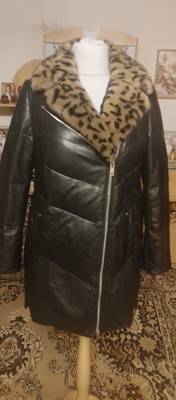 Damen Echt Leder Echt Pelz Echt Daunen Jacke Mantel 
