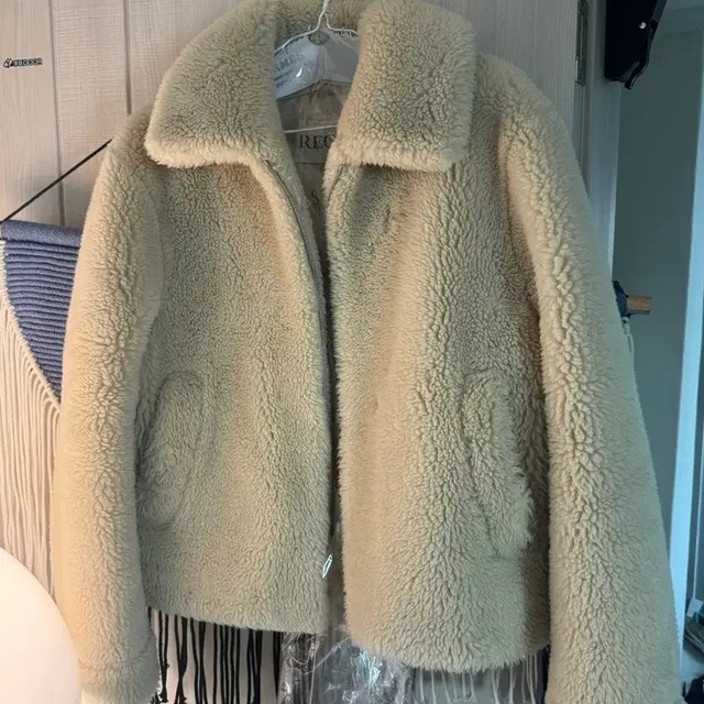 Recto Shearling Wool Jacket Size L - Ivory Soft Leather Coat