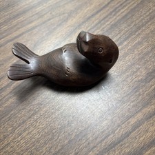 Ironwood Seal Sea Lion Hand Carved Wood Figure Sculpture 5" Sealion