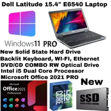 Dell Latitude E6540_WIN 11💥New 500GB SSD_i5💻BACKLIT Webcam_DVD/CD💥Office 2021