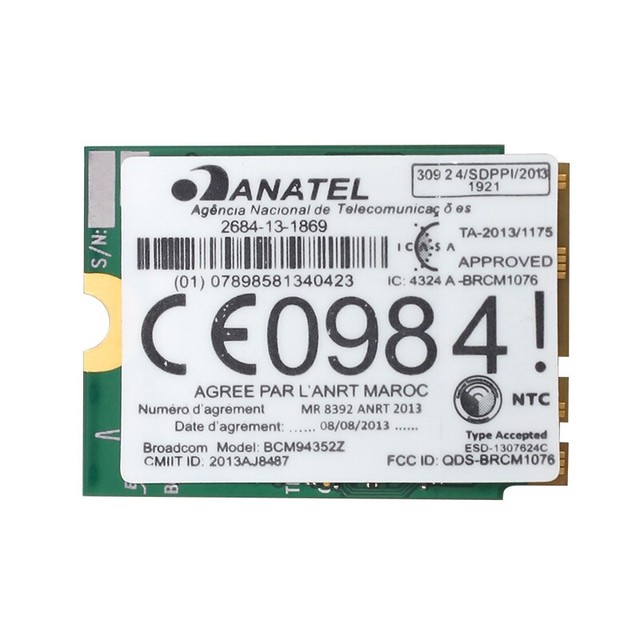 BCM94350ZAE DW1820A Bluetooth 4.1 M.2 NGFF WiFi Wireless Card for Dell Laptops