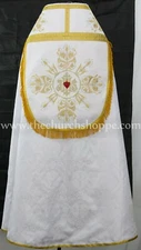 NEW WHITE Cope & Stole Set with IHS embroidery,capa pluvial far fronte