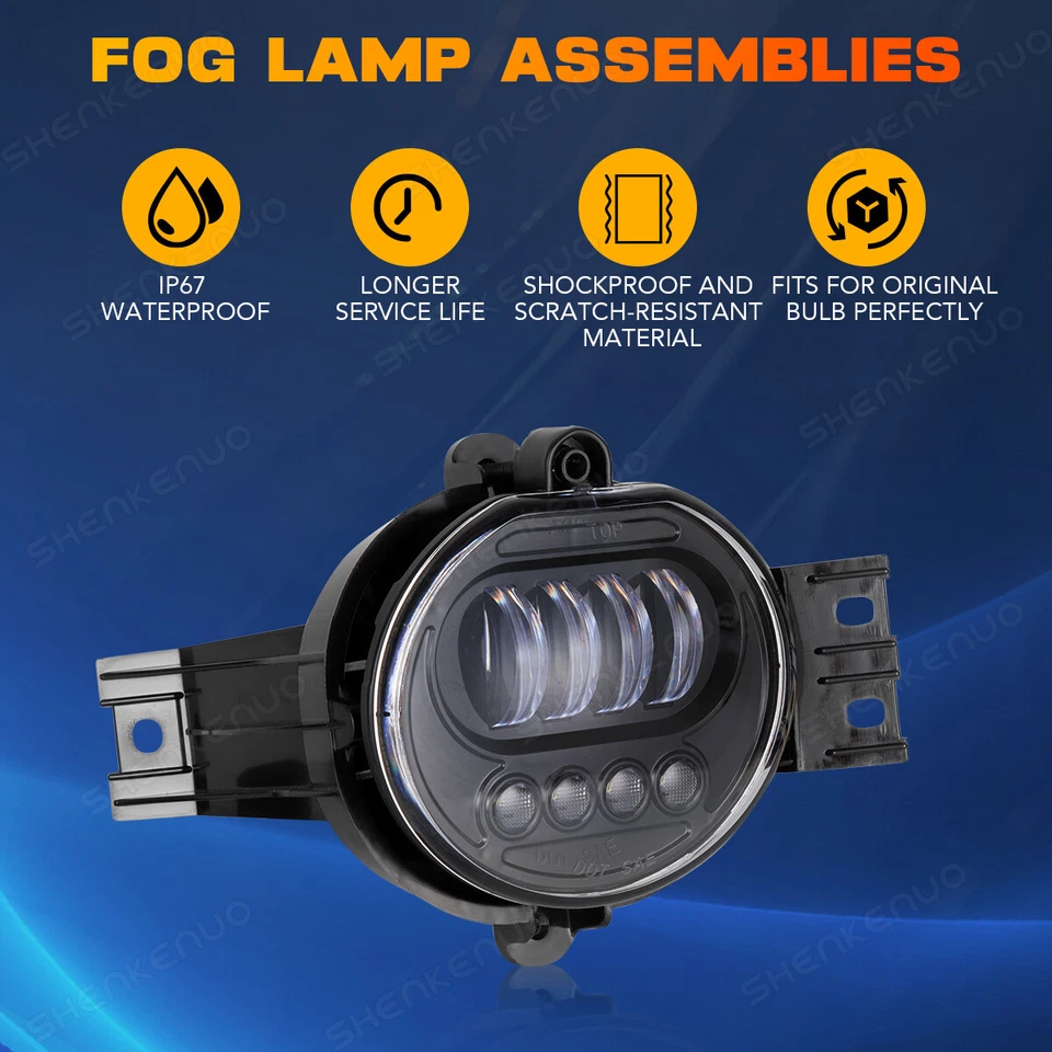 Par de luzes de neblina de LED para Dodge Ram 1500 2002-08 Ram 2500 3500 03-09 Durango 04-06 - Imagem 2 de 4