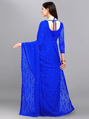 Women's Net Saree Stone Work Designed Saree Beautiful Party wear Look Saree - Picture 75 of 82
