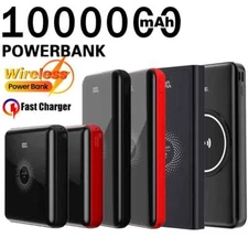 1000000mAh Wireless Power Bank External Battery Backup Fast Portable Charger