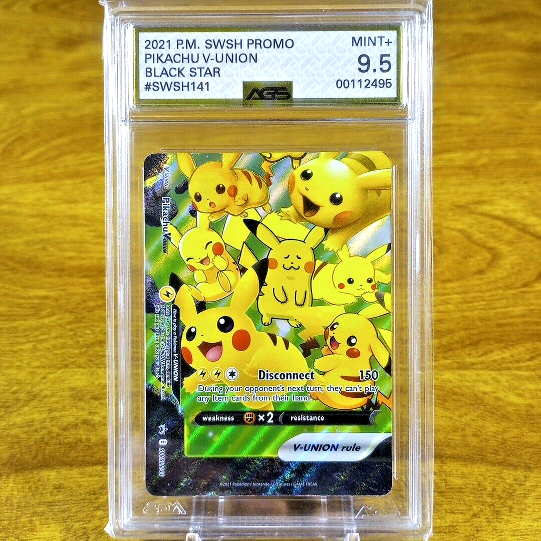 Pokemon SWSH Black Star Promo Pikachu V-Union SWSH141 AGS Mint+