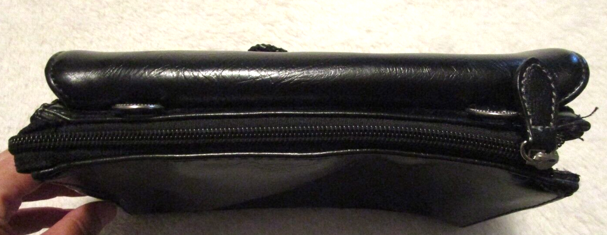 Coldwater Creek Black Faux Leather Fold-Over Crossbody Bag Black Italian Leather Foldover Crossbody Bag, Made in USA main image 2