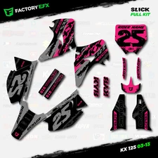 Gray & Pink Slick Racing Graphics Kit fits 03-08  Kawasaki Kx125 Kx 125 Decal