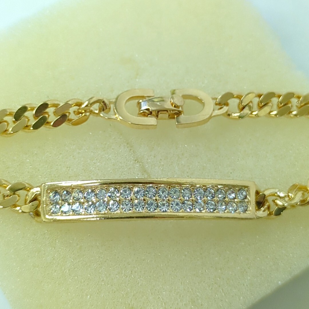 Christian Dior Crystal Rhinestone Bracelet Gold Color