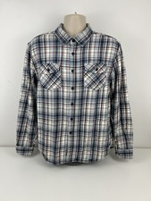 Katin Fred Flannel Shirt Mens Size L Large Blue White Plaid Cotton Pockets EUC