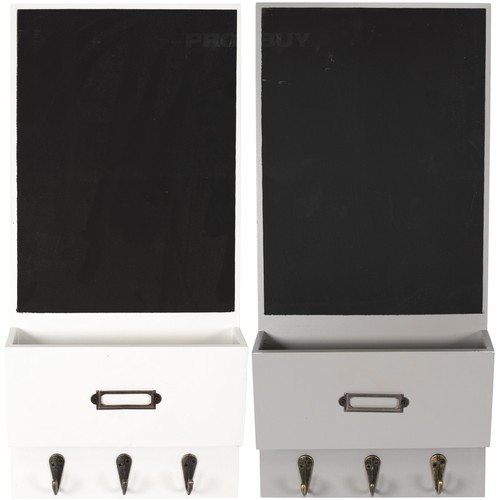 Chalk Board Organiser Wall Mounted Letter Storage Rack Hooks Key Coat Black Memo
