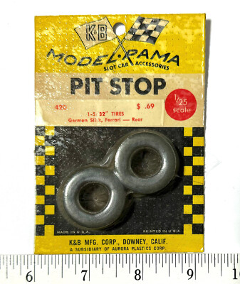 1965 K&B Aurora 1:24 1:25 Pit Stop Slot Car 1-5/32'' TIRES FERRARI REAR Part #420