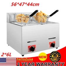 Countertop Gas Fryer w/ 2 Frying Baskets LPG Liquefied Gas Deep Fryer USA