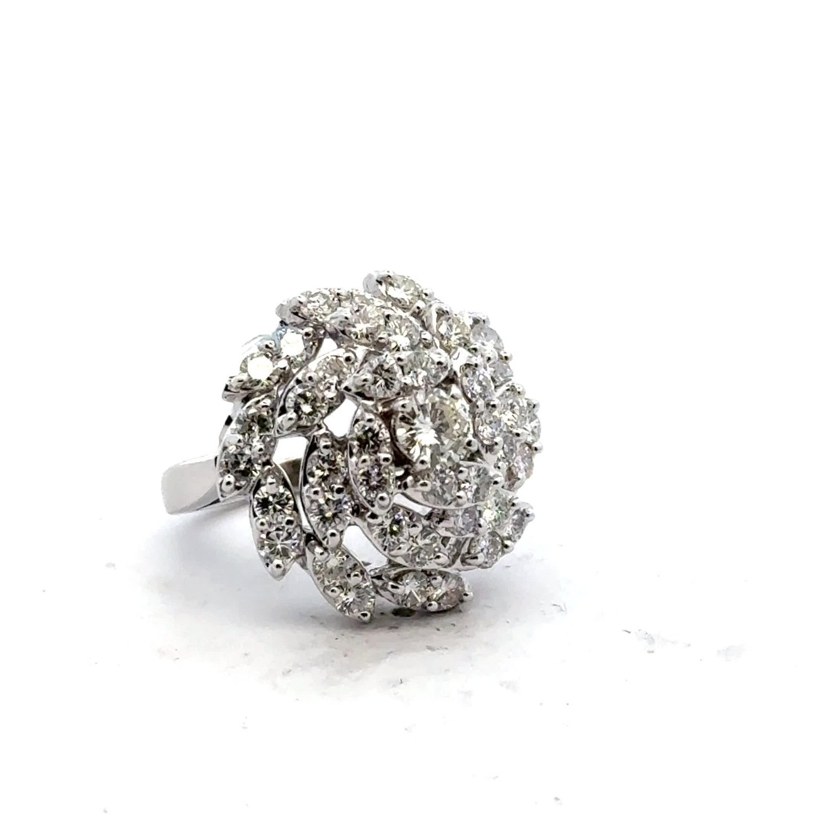 Mid-20th Century Diamond Spiral Cluster Cocktail Ring 14
