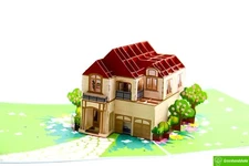 House & Tree Harmony, Pop Up Card, 3D Popup Greeting Cards
