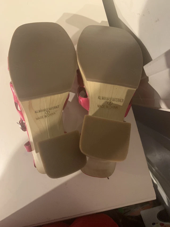 Nuevas Sandalias Ellie Hot Rosa Funk Signo de Paz Plataforma Fushia Mujer Talla 7 Hippie Foto 3 de 3