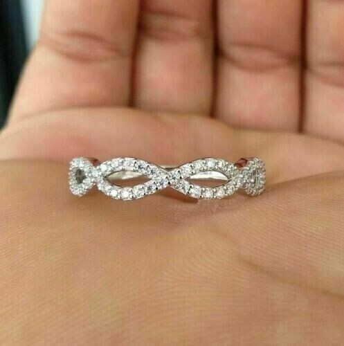 14K White Gold Half Eternity Band with 2.2 Ct Simulated Diamonds-image
