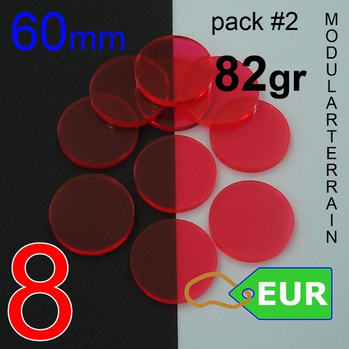 8x 60mm Round Base 3mm Color Fluor Acrylic Socle War Hammer 40k Infinity AOS - Imagen 2 de 7