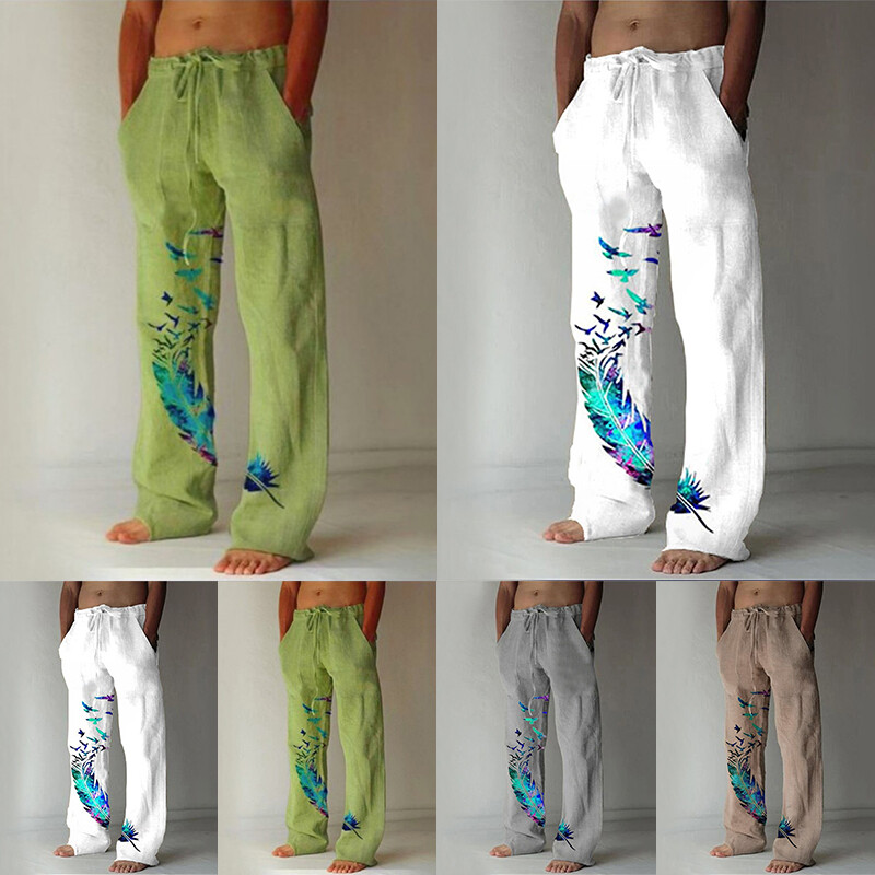 Mens Harem Pants Casual Cotton Linen Baggy Loose Oversized Yoga Hippy Trousers eBay