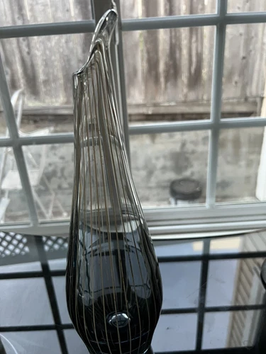Murano  Style Striped Bottle Carafe Vase
