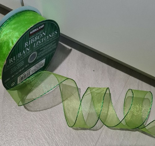NEW Wire Edge Ribbon Full Roll Reel 45m Green Organza Christmas Wrap Craft Tree - Picture 4 of 5